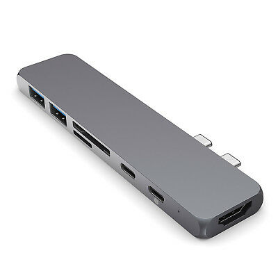 7 in 1 USB C Hub Type-C Card Reader Adapter Aluminum 4K HDMI For MacBook Pro US