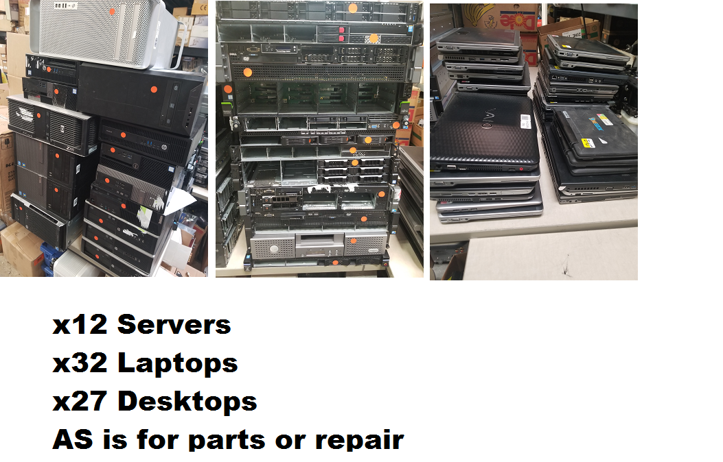 BIG LOT Desktops / Laptops / Servers! x12 servers x32 laptops x27 desktops AS IS