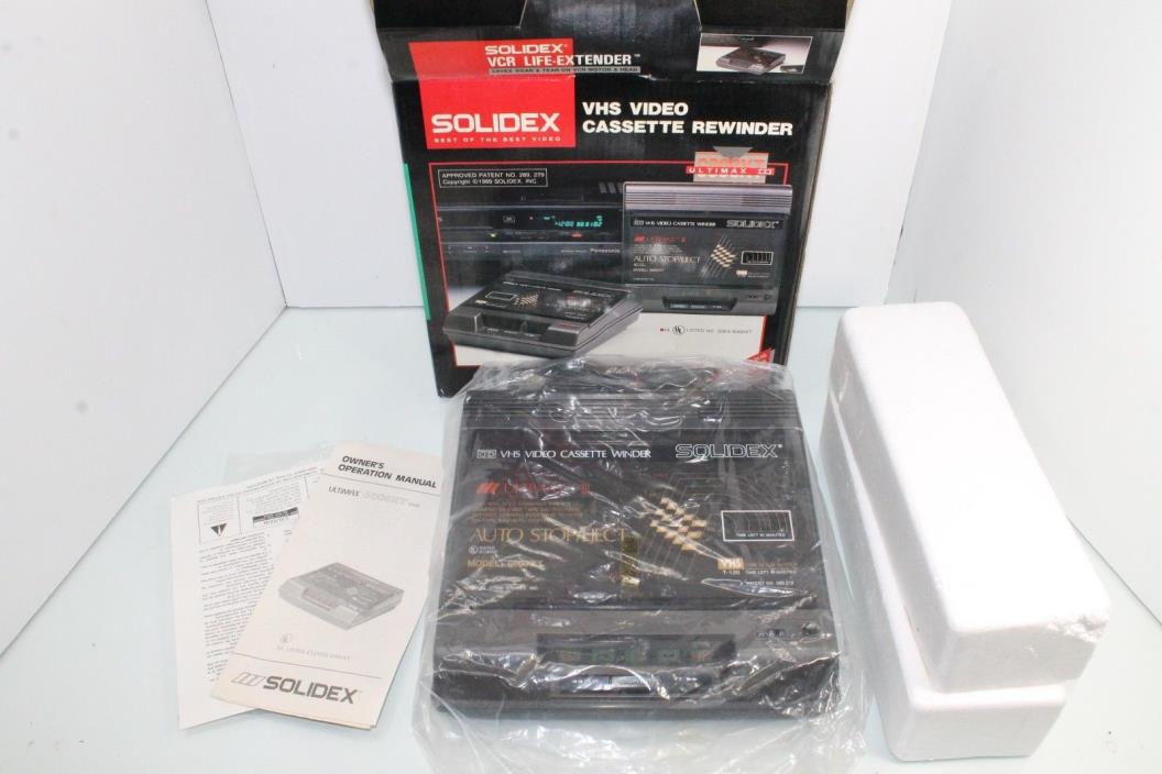 Solidex 6000XT Ultimax III Two Way VHS Rewinder W Box & Packing Paperwork