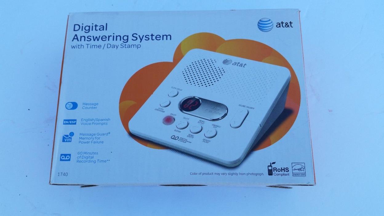 AT&T 1740 Digital Answering Machine System 60 Minutes Recording Time/Date Stamp