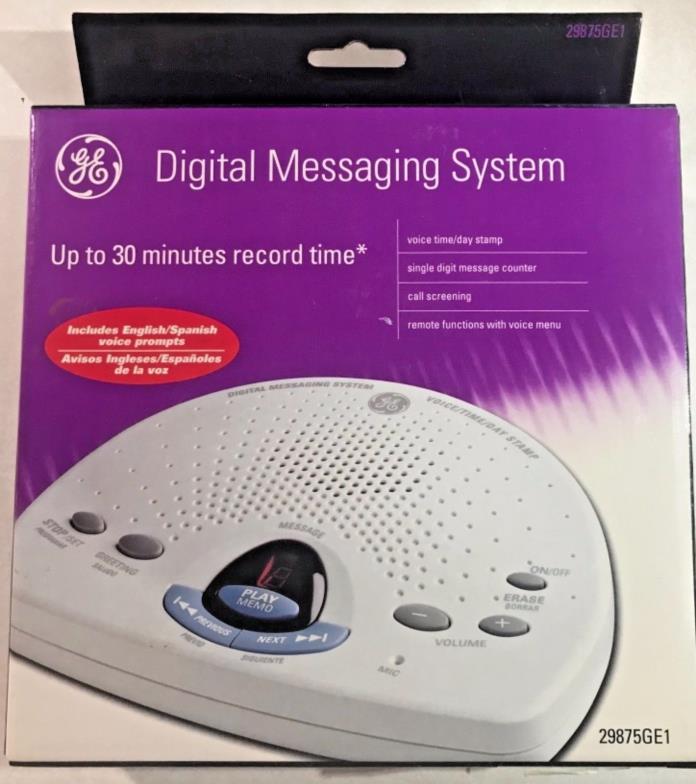 GE Digital Messaging System 30 Min Record Time Call Screening Voice Time Day NIB
