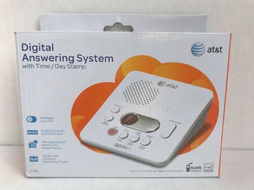 AT&T 1740 Digital Answering System with Time and Day Stamp White Machines Home