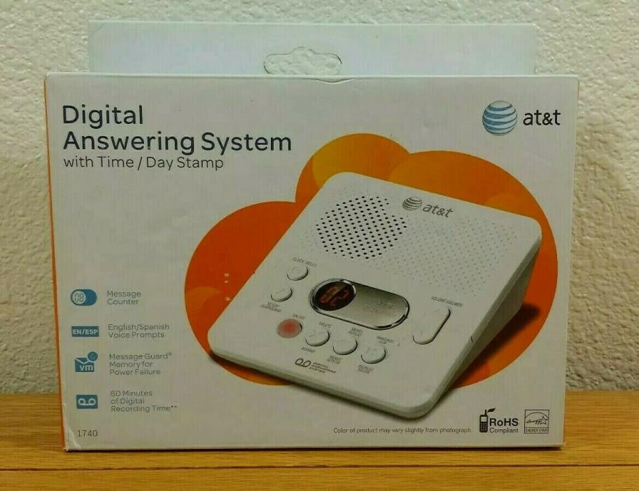 AT&T 1740 Digital Answering Machine System 60 Minutes Recording Time/Date Stamp