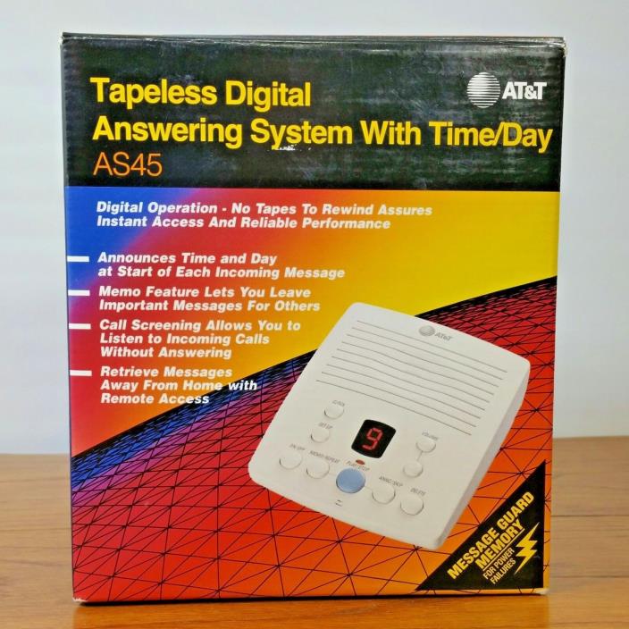 AT&T AS45 Tapeless Digital Answering Machine with Time Day Original Box
