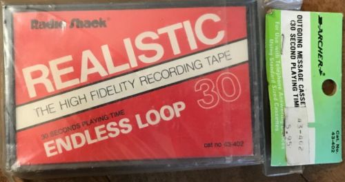 30 Second Endless Loop Outgoing Message Tape Cassette Radio Shack Vintage - NEW