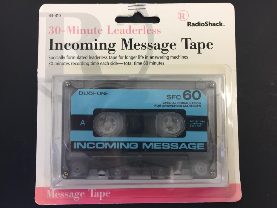 RADIO SHACK 30-MINUTE EACH SIDE INCOMING MESSAGE TAPE ANSWERING MACHINE 43-410