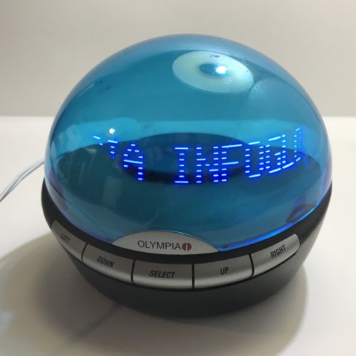 Olympia Blue Floating Caller ID Info Globe Programmable Digital Clock OL3000