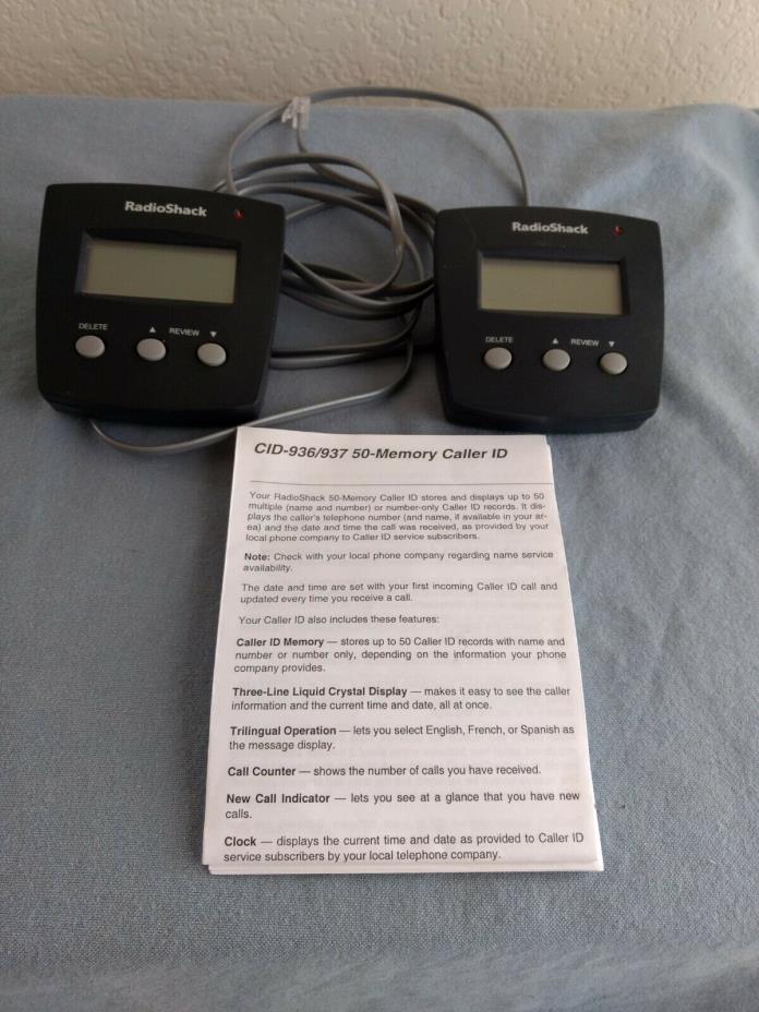 Radioshack 50-Memory Caller ID set of 2 Tested Works Graphite 936/937