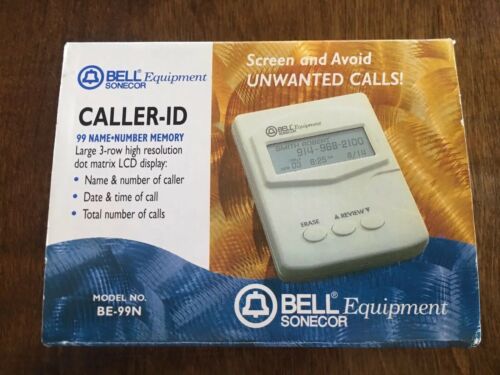 BELL SONECOR CALLER ID NEW BE-99N WITH CORD LCD DISPLAY NO UNWANTED CALLS