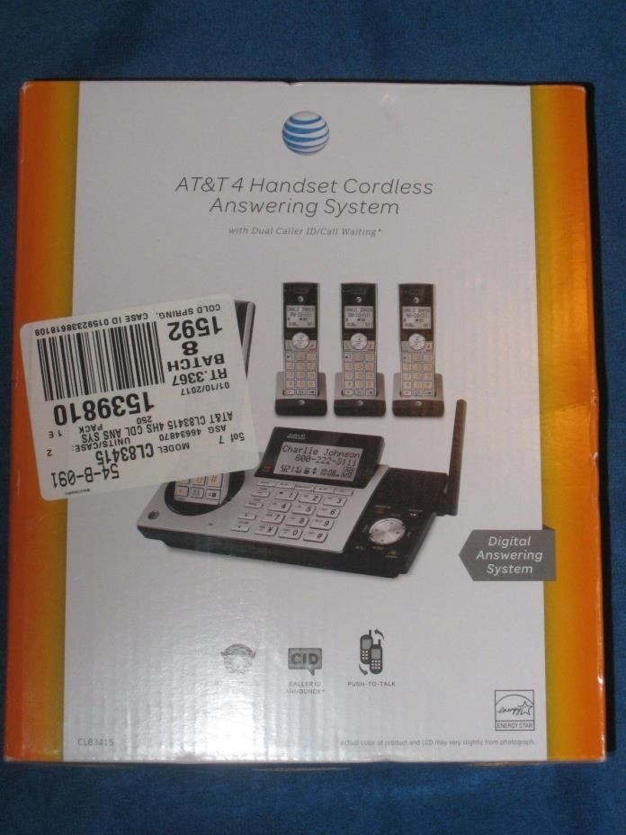 ATT CL83415 4 Handset Cordless Answering System, New!