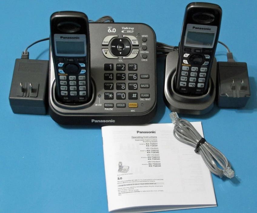 Panasonic KX-TG9341T  Answering System- 2 Handsets Talking Caller ID- SPKR Phone