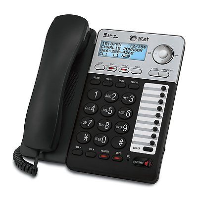 AT&T 2-Line Corded Phone with Speakerphone, 18 number Speed Dial