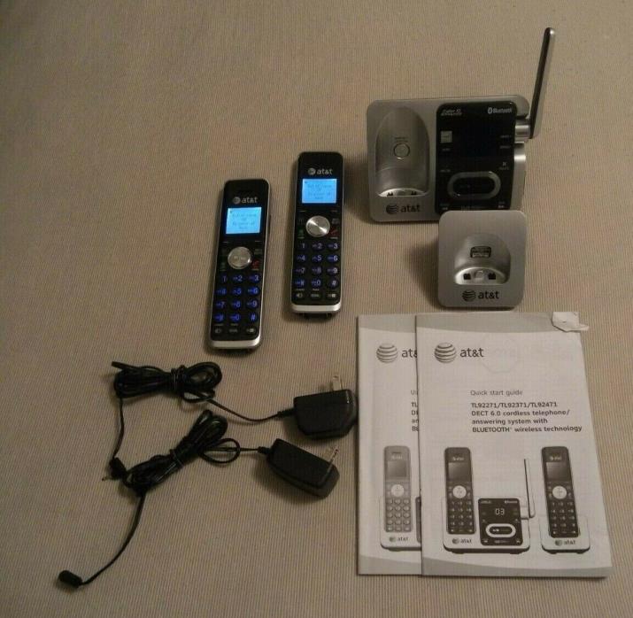 AT&T TL92271 BASE 2 HANDSETS CHARGER MANUALS DECT 6.0 BLUETOOTH WIRELESS PHONE