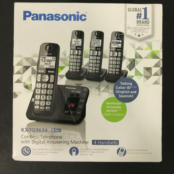Panasonic KX-TG3634 Cordless Telephone 4 Handsets with Digital Answering Machine