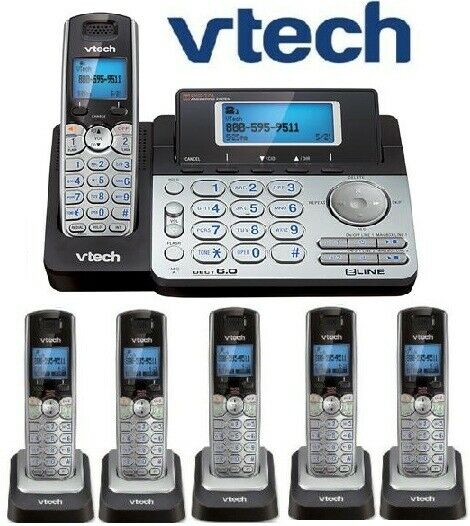 Vtech DS6151 DECT 6.0 2-Line Cordless Phone with 5 DS6101 Telephone Bundle Set