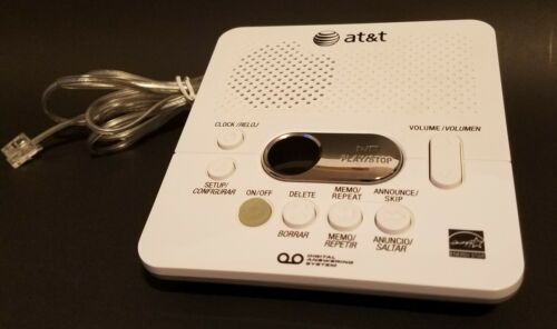 AT&T 1740 Digital Answering Machine System 60 Min Remote Access Phone White