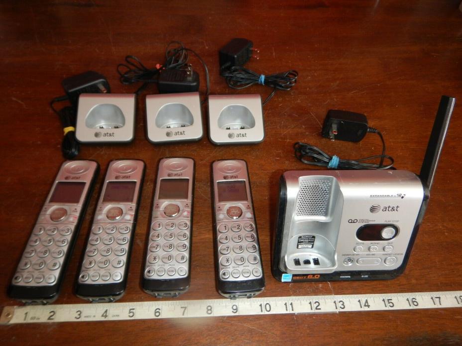 AT&T  Cordless Telephone Digital Answering System (CL82659) 4 Bases/Phones/Cords