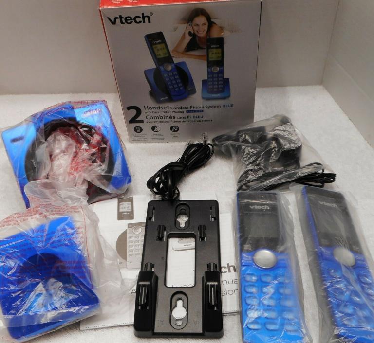 VTech CS6919-25 Dect_6.0 2 Handset Landline Telephone, Metallic Blue - Pre owned