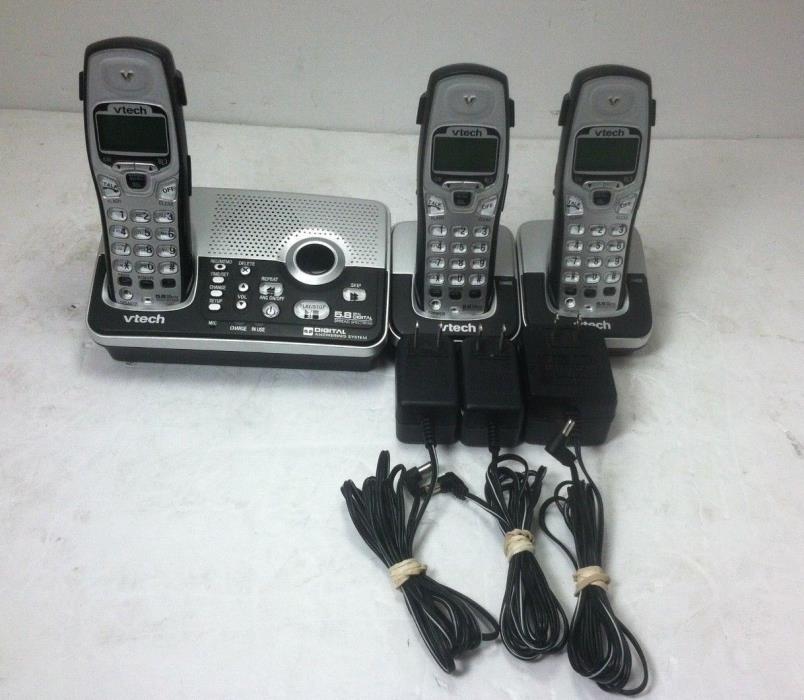 Vtech I6786 5.8 GHz Cordless Home Phones W/ 3 Handsets & Adapters USED WORKING