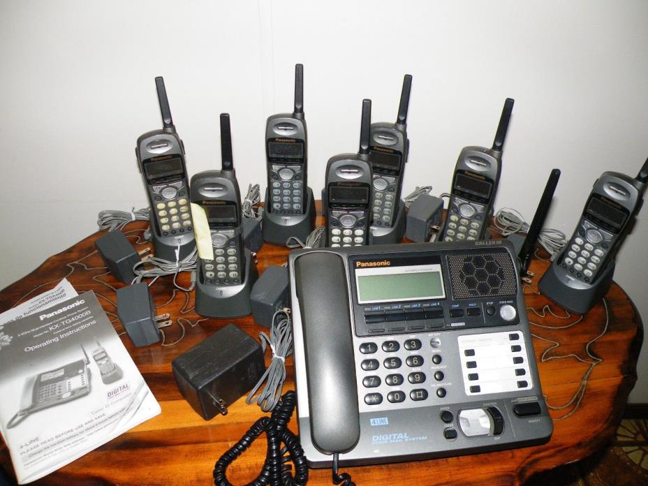 Panasonic Model KX-TG4000B Base and 7 Handsets with Chargers Read Below