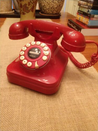 Retro Red Grand Classic Phone Push Button Rotary Style Large as is
