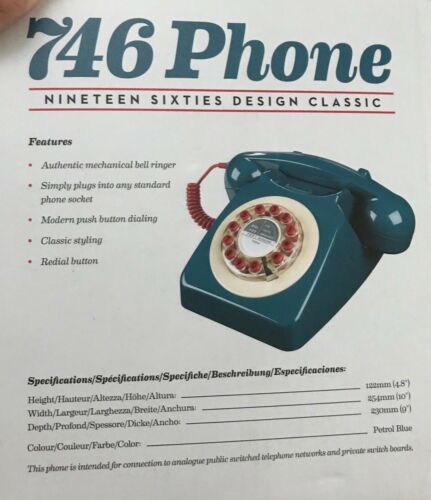 746 Nineteen Sixties Design Classic Retro Telephone - Petrol Blue