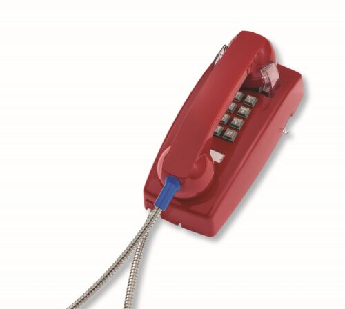 New Cortelco 2554-ARC-RD 255447ARC20M Wall Phone w/Armored Cord