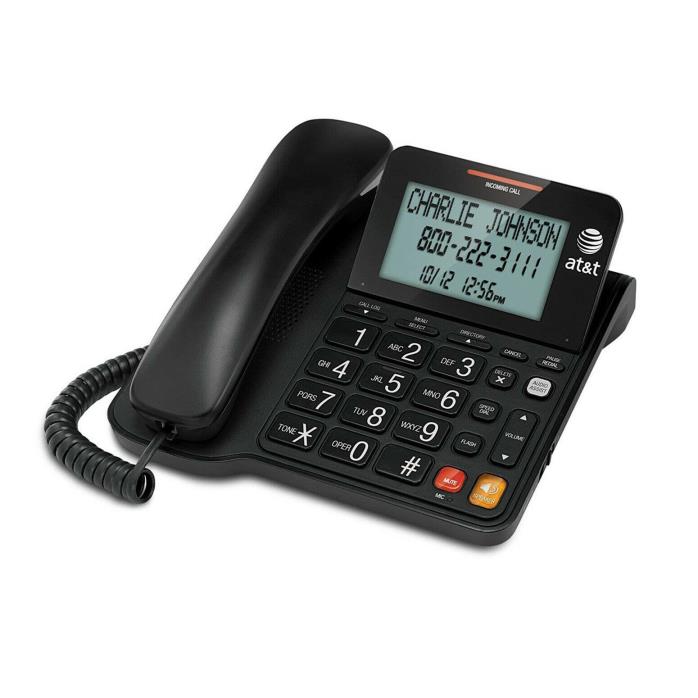 Home Phone With Audio Assist Volume Boost With Caller ID Combo Telephone Black