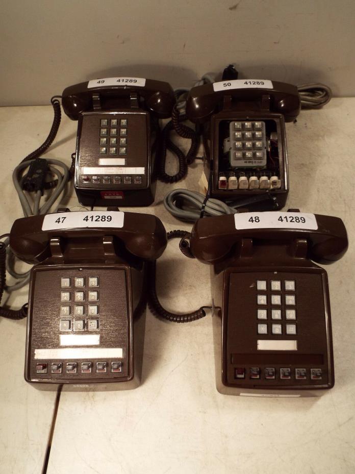 Lot of 4 Vintage ITT Telephones Brown USA Made 256445 - Business Push Button