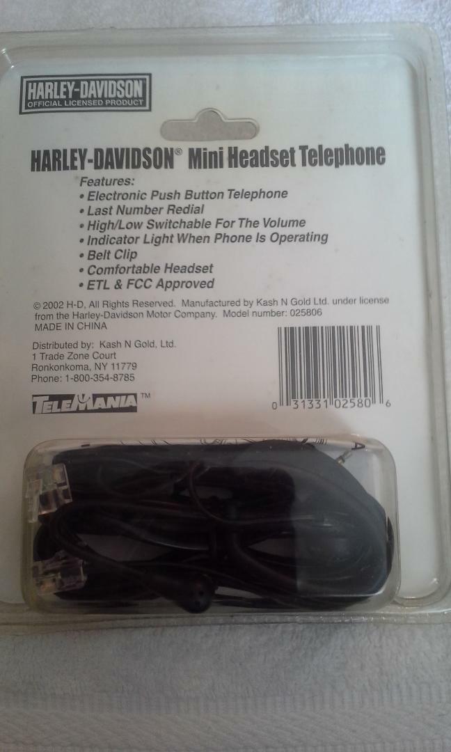 New Harley Davidson Mini Headset Telephone Push Button Volume Redial,