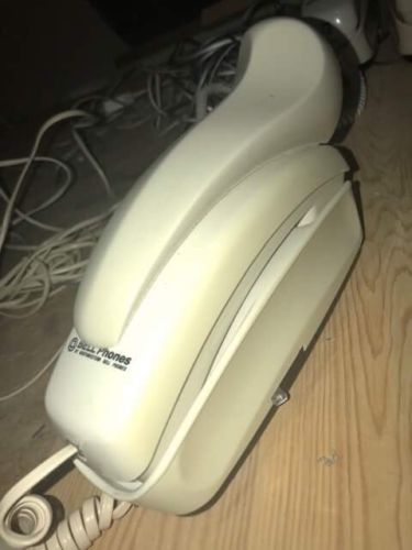 Used White Favorite Classic Landline Desk or Wall Mount Phone With Shoulder Rest