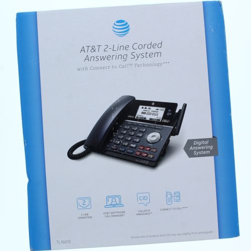AT&T 2 Line Corded Answering System With Connect To Cell Technology N.O.