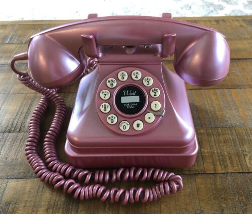 Crosley Kettle Desktop Phone - CR62 Pink Metallic Rotary Touch Dial Push Buttons