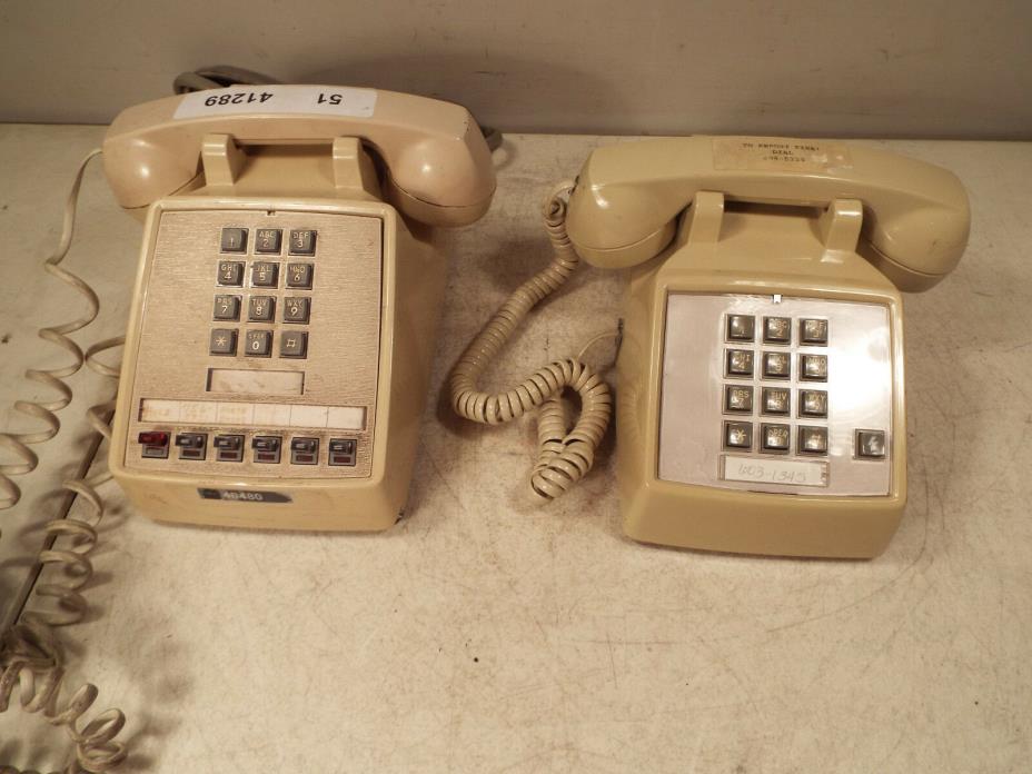 Lot of 2 Vintage Push Button Desk Telephones Premier & ITT 256444 & 250044