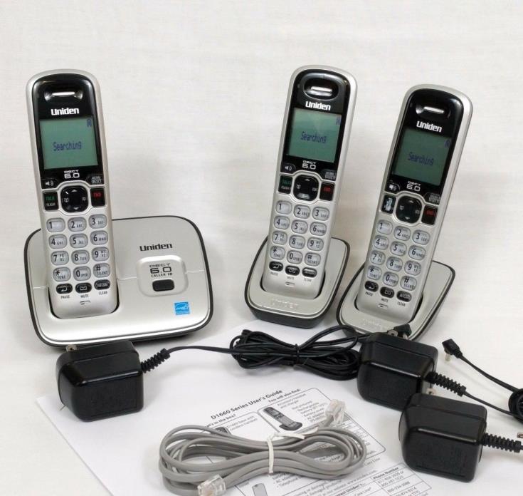 Uniden Dect 6.0 Cordless Phone D1660-3 Caller ID Three Handsets Fresh Batteries