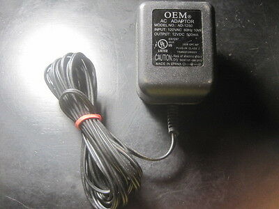 OEM AD-1250 AC Power Supply Charger Adapter 120VAC 12VDC