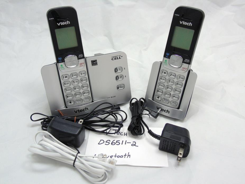 Vtech DS6511-2 2 Handset Connect To Cell Cordless Phone DECT 6.0 Digital Tech