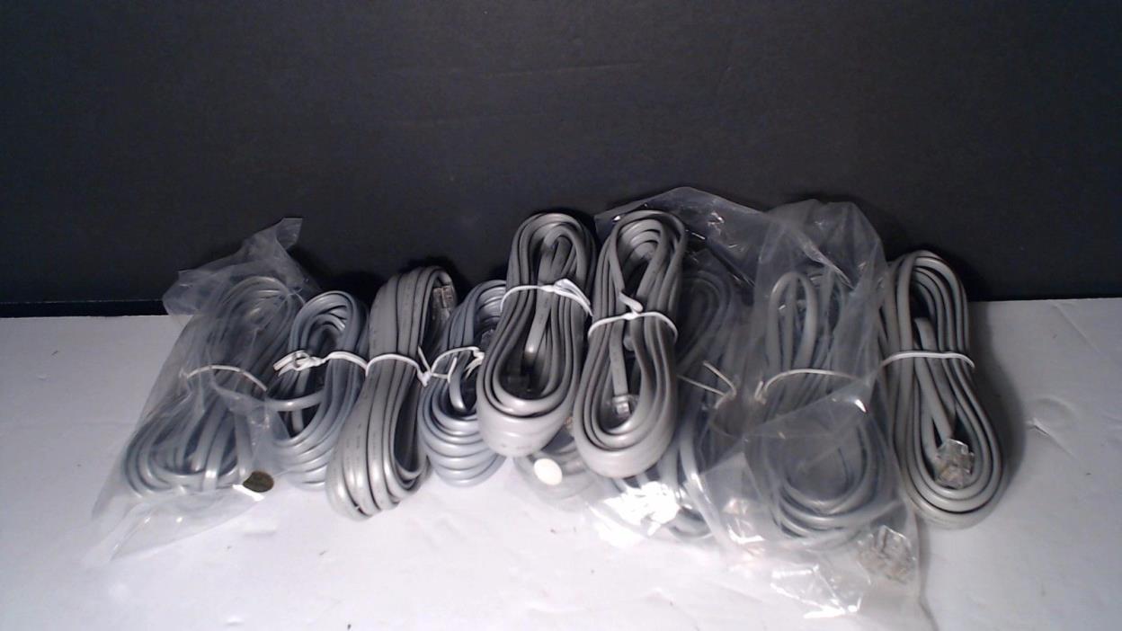 (10) 14ft Telephone Line Cord Cable 6P4C RJ11 DSL Modem Fax Phone Silver NEW #11