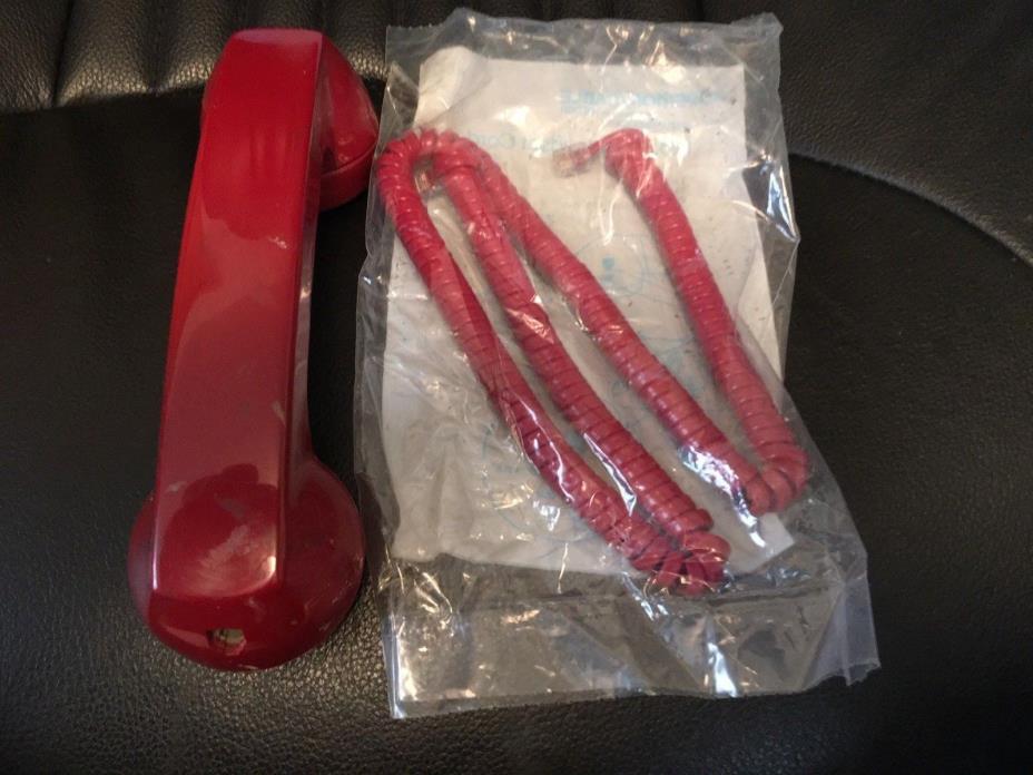 Vtg AT&T Red Hand Set 7-17-79- 12 ft. cord