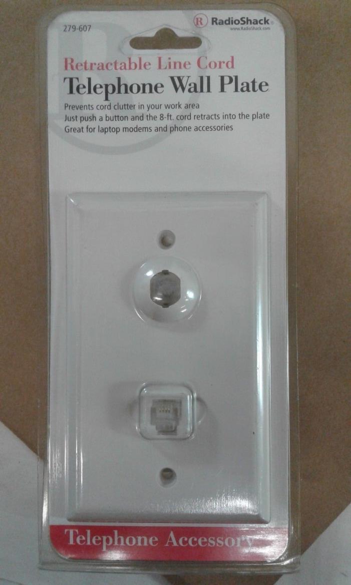 Retractable Line Cord Telephone Wall Plate 8-ft. - RadioShack 279-607