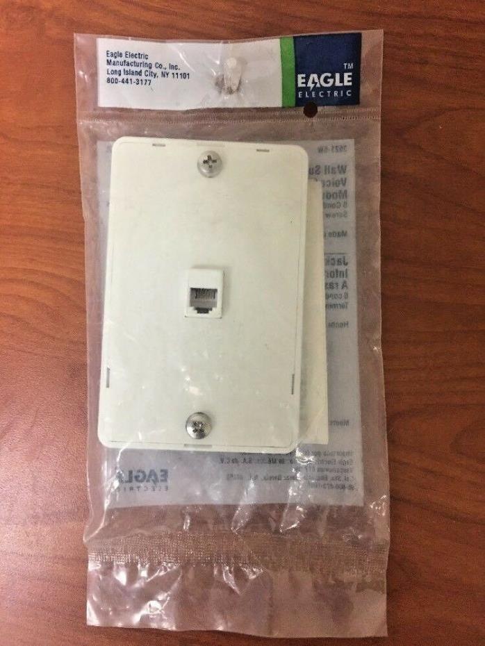 Eagle 6-Conductor Telephone Jack Wall Mounting Plate White NEW