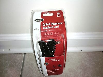 Belkin Coiled Telephone Handset Cord 12 FT. Black **3.7m** Brand New!$! Nice!!!!
