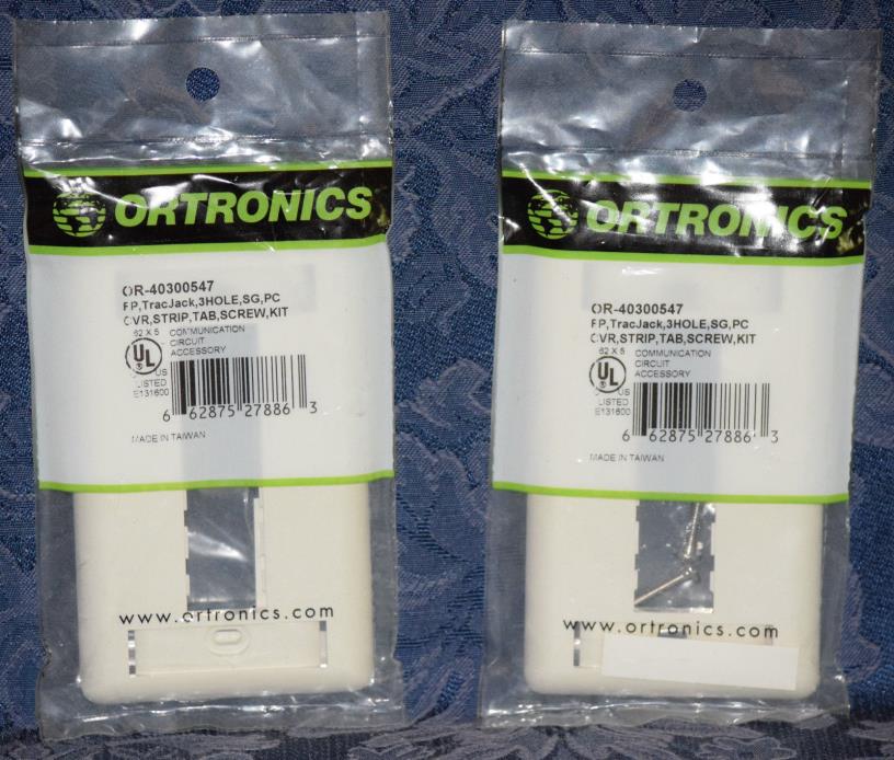 Lot of 2 ORTRONICS OR-40300547 TRACJACK, 3 HOLE FACEPLATE, IVORY, !!! NEW !!!