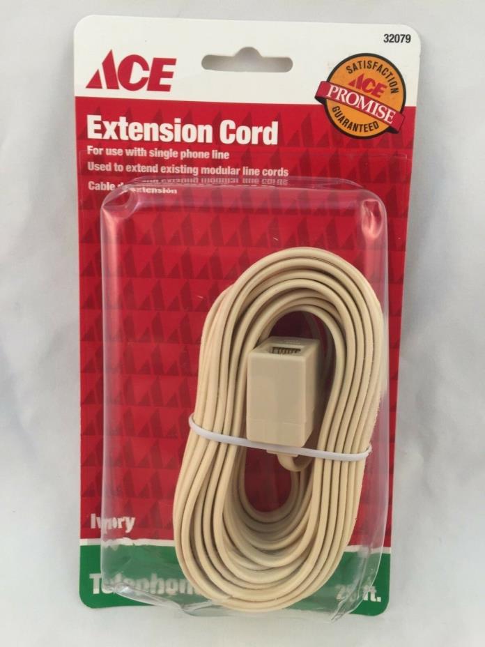 ACE HARDWARE ACE 32079 EXTENSION CORD FOR SINGLE TELEPHONE LINE 25 FEET IVORY