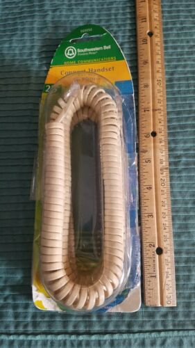 Almond 25 Ft. Coil Telephone  Phone Cord w/ Plugs New Southwestern Bell # S60050