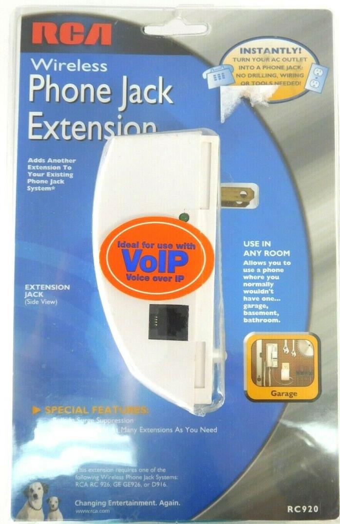 RCA RC920 Wireless Phone Jack Extension White