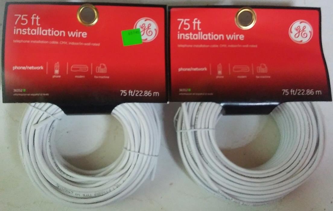 GE 75 ft Telephone Installation Wire Indoor/In-Wall 36352 Lot of 2 FREE S&H!!