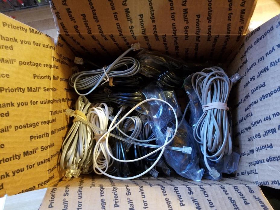 LOT of 30 - Telephone Phone Line Extension Cord Cable lines (Different Sizes)