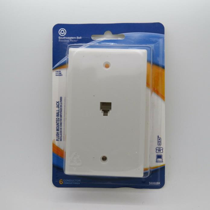 Southwestern Bell S6068K 6 CONDUCTOR Flush Mounted Wall Jack Telephone E