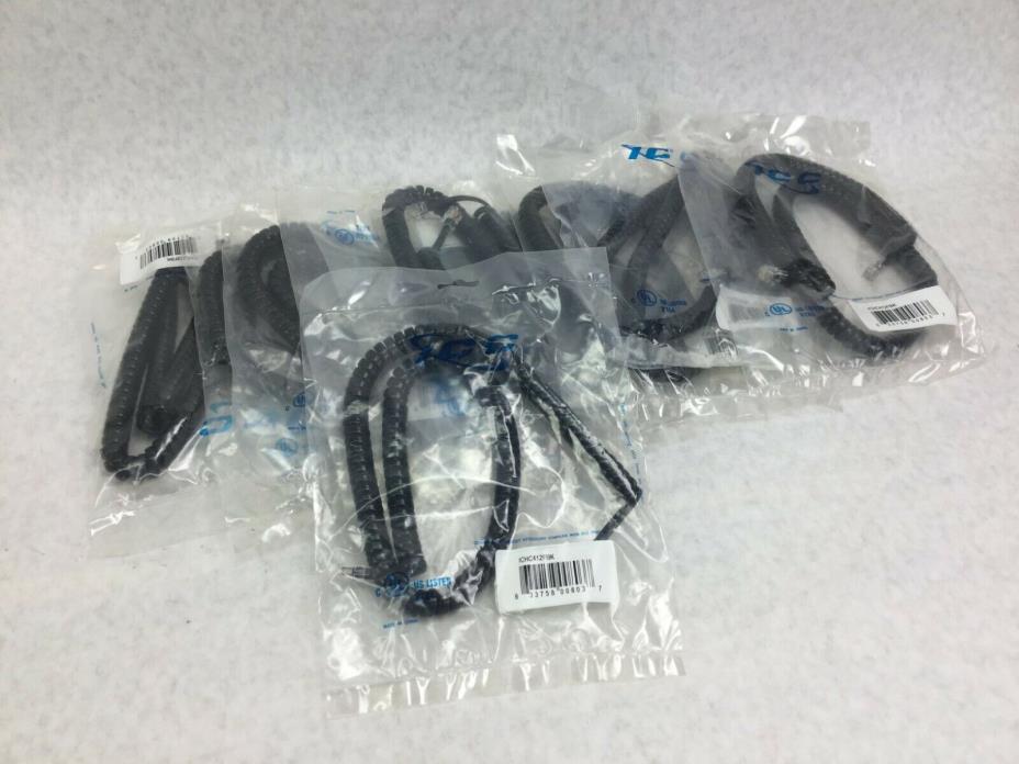 ICC  Coiled Telephone Handset Cord 12'  Black  ICHC412FBK   Lot of 9